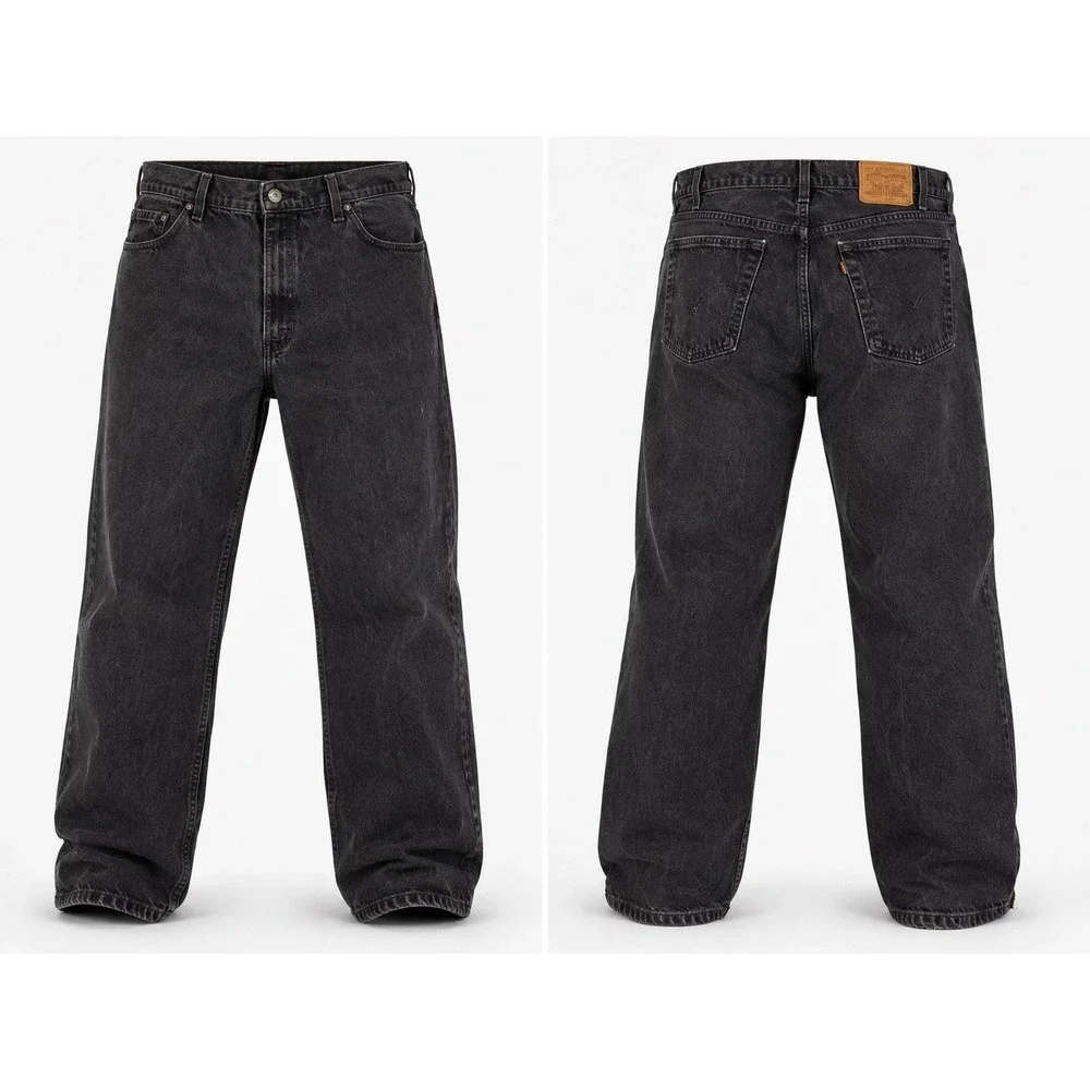 VTG Men's LEVI's 545 Black Denim Jeans Loose Fit Labeled 44x32 org tab flaw